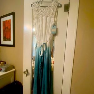 Gorgeous crochet, ombré maxi dress.